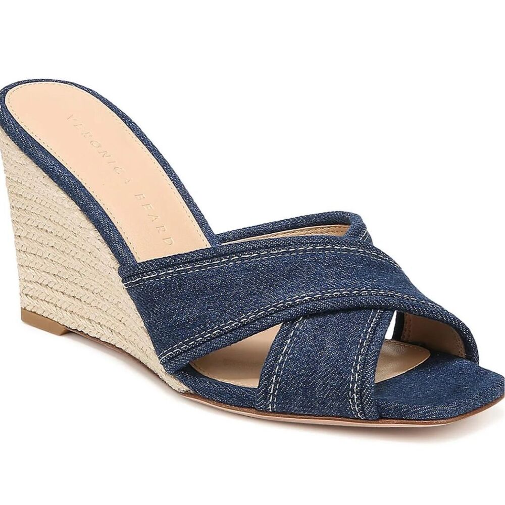 VERONICA BEARD EDNA ESPADRILLE WEDGE SANDALS Mountain Blue Size 8.5 - Picture 8 of 9
